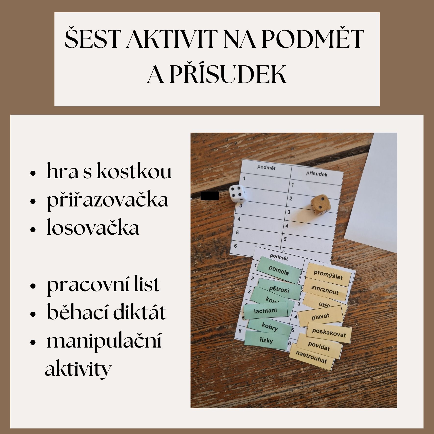 Šest aktivit na podmět a přísudek - Český jazyk - gramatika ...