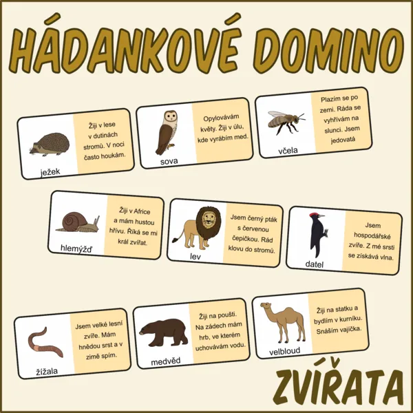 Hádankové domino - Zvířata 1
