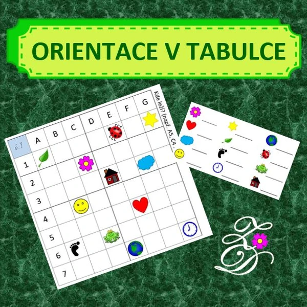 Orientace v tabulce 1