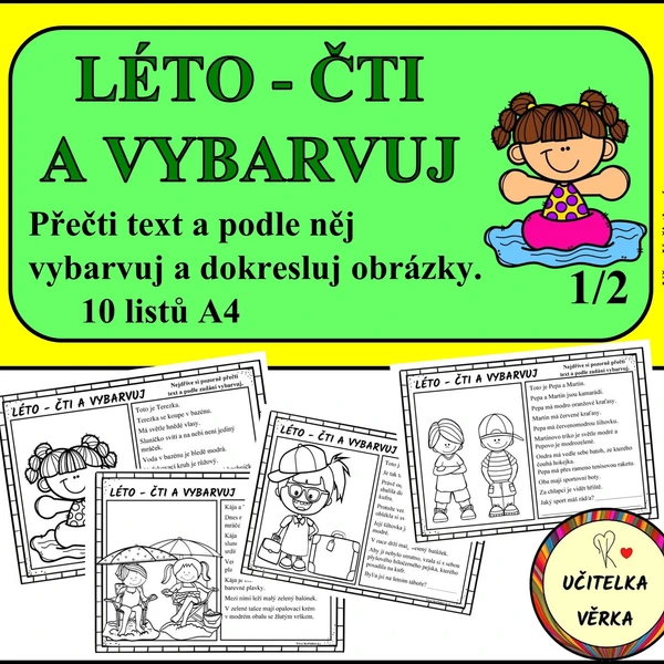 LÉTO - čti a vybarvuj 1
