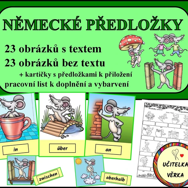  Německé předložky - demonstrační karty 1