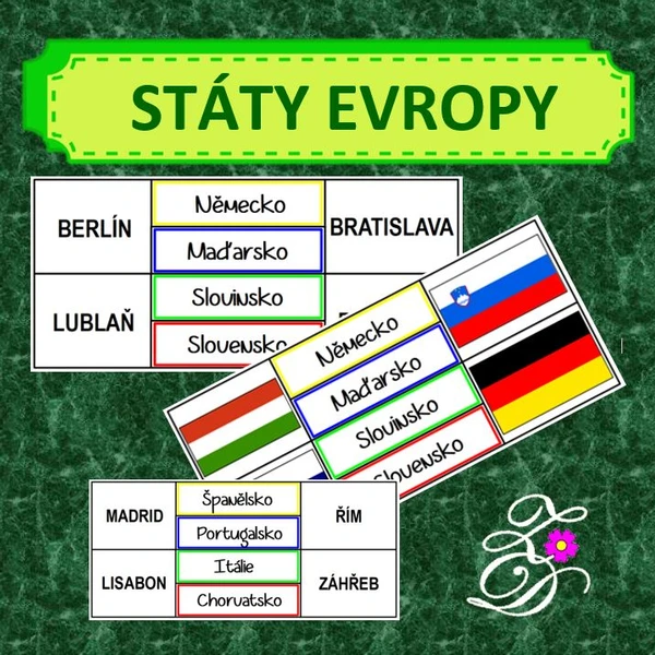 Státy Evropy - vlajky a hlavní města 1