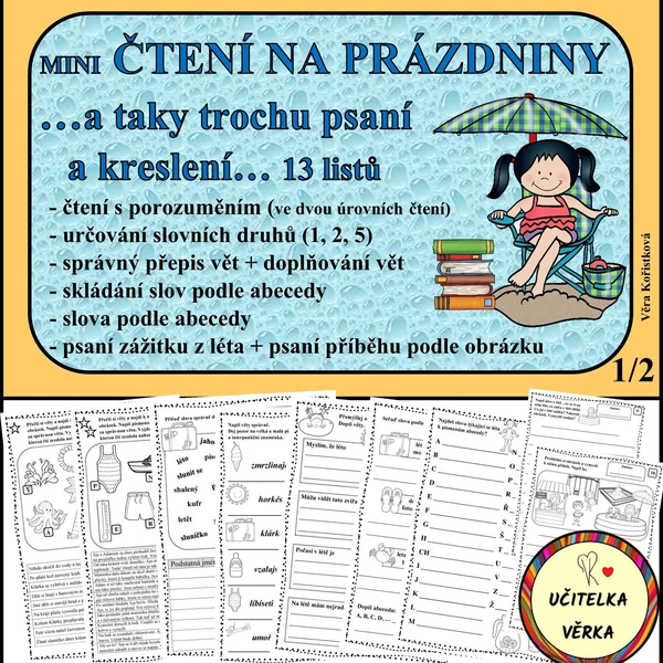 Mini ČTENÍ NA PRÁZDNINY ... a taky trochu psaní a kreslení 1