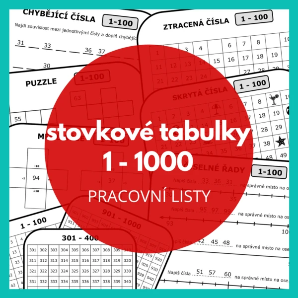 stovkové tabulky 1-1000: pracovní listy 1