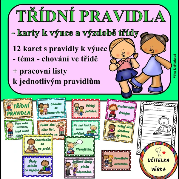 TŘÍDNÍ PRAVIDLA - karty k výuce a výzdobě + pracovní listy 1