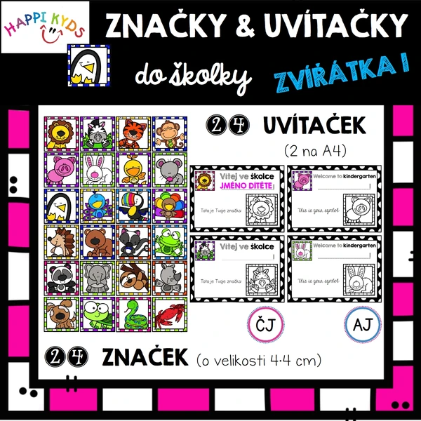 ZNAČKY a UVÍTAČKY do školky - ZVÍŘÁTKA 1 1