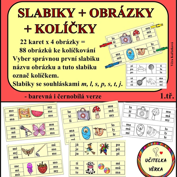 SLABIKY + OBRÁZKY + KOLÍČKY 1