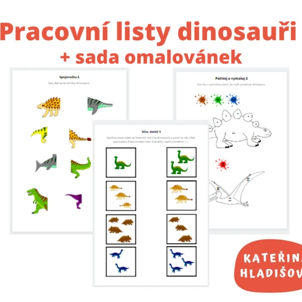Pracovní listy dinosauři + omalovánky 1