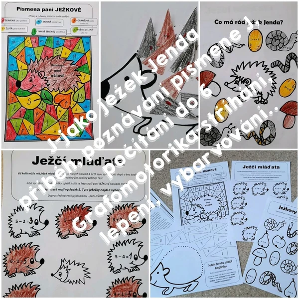 J – jako ježek JENDA – příběh, zajímavosti o ježkovi + ČJ+M 1