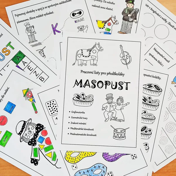 Masopust - pracovní listy pro předškoláky 1