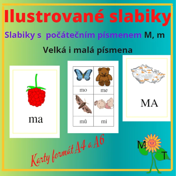 Ilustrované slabiky s písmenem M, m 1