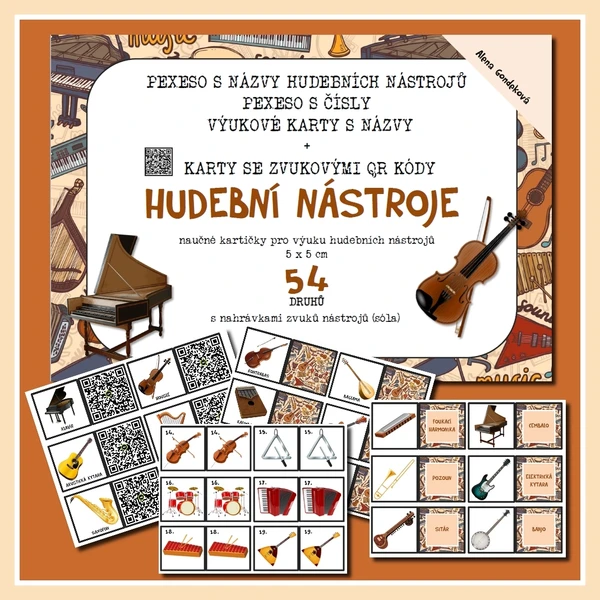 Hudební nástroje - 4 v 1, zvukové karty, 54 druhů 1