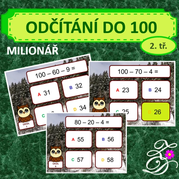 Odčítání do 100 (milionář) 1