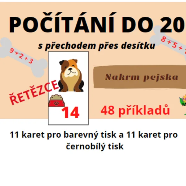Nakrm pejska - početní řetězce do 20 s přechodem přes desítku 1