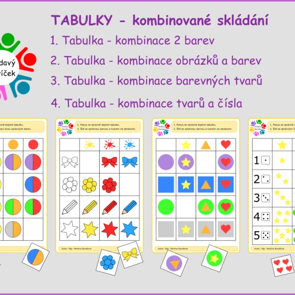 Tabulky - kombinované skládání, 4 ks 1