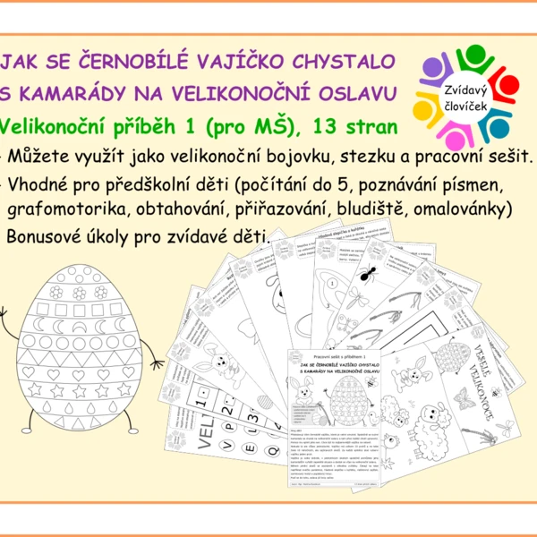 VELIKONOČNÍ PRACOVNÍ SEŠIT MŠ s příběhem o černobílém vajíčku 1