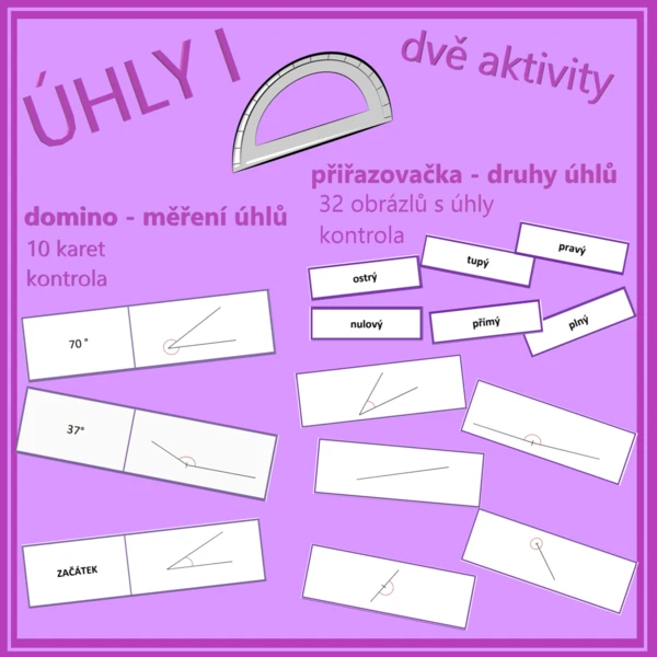 Úhly I – dvě aktivity (domino, druhy úhlů) 1