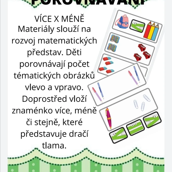 POROVNÁVÁNÍ více x méně-ŠKOLA 1