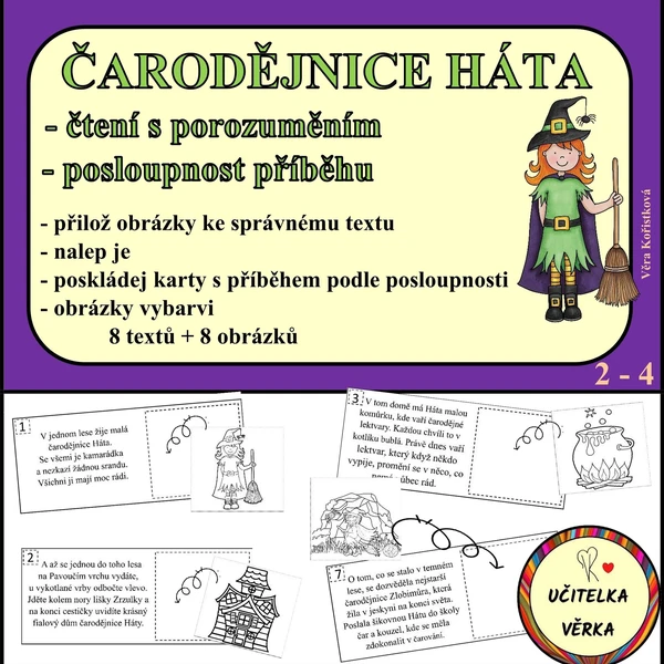 ČARODĚJNICE HÁTA - čtení s porozuměním + posloupnost příběhu 1