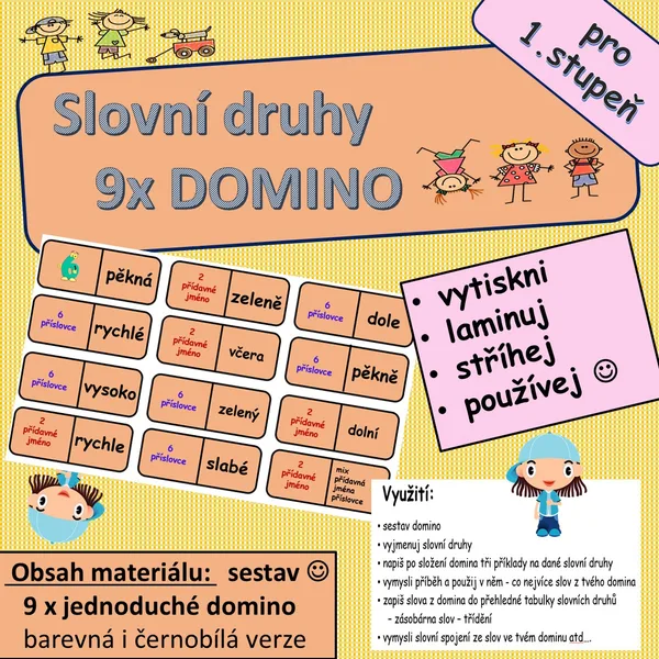 Slovní druhy - domino 1