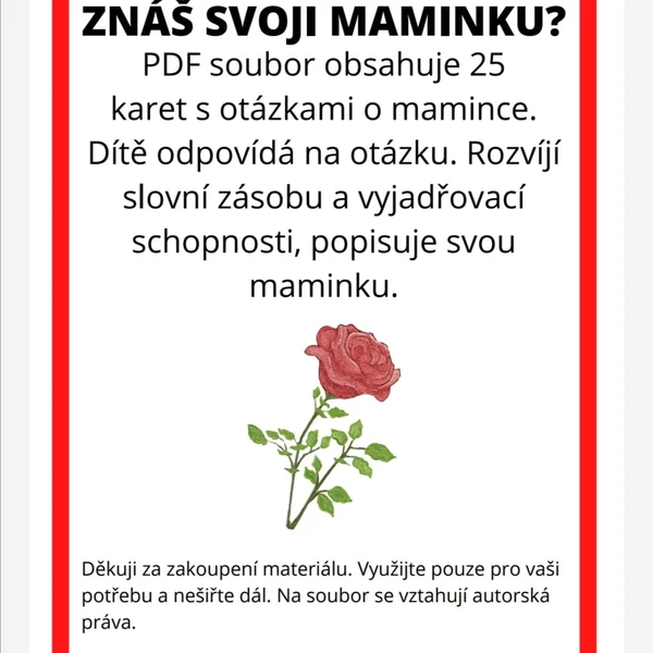 KARTY-ZNÁŠ SVOJI MAMINKU? 1