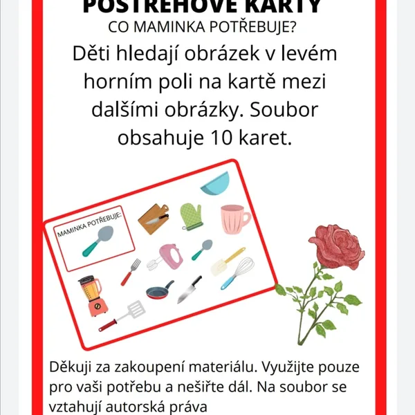 POSTŘEHOVÉ KARTY-CO MAMINKA POTŘEBUJE 1