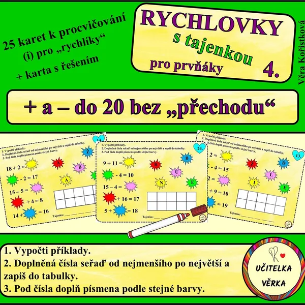 RYCHLOVKY 4. - + a - do 20 bez přechodu přes základ 10 - s tajenkou 1