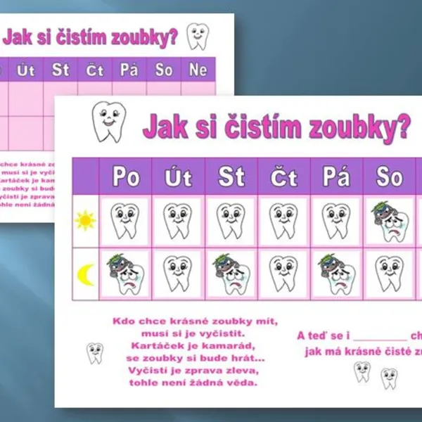 Jak si čistím zoubky? (růžová tabulka pro holky) 1