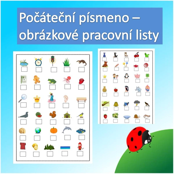 Urči počáteční písmeno - obrázkové pracovní listy 1