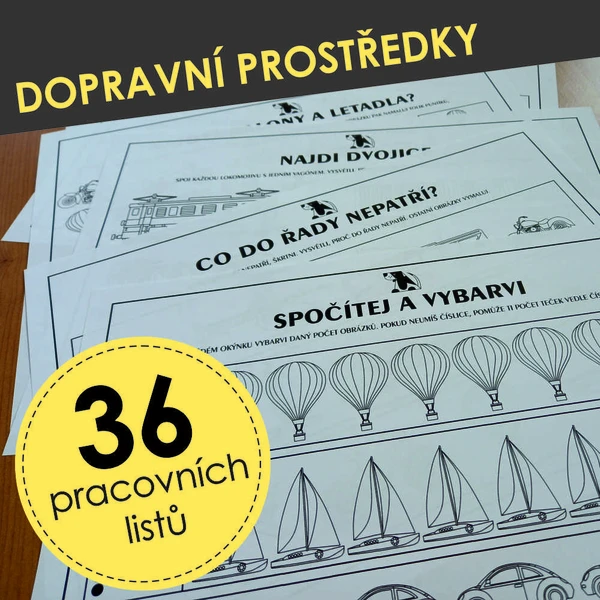 Dopravní prostředky - pracovní listy 1