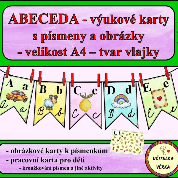 ABECEDA - výukové karty s písmeny a obrázky - vlajky 1