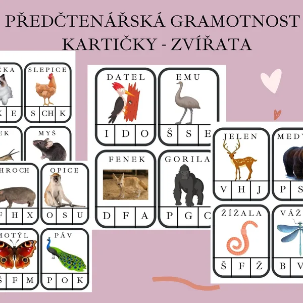 Předčtenářská gramotnost - ZVÍŘECÍ kolíčkování 1