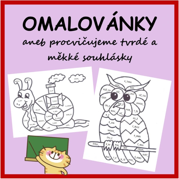 Omalovánky - rozlišování měkkých a tvrdých souhlásek 1