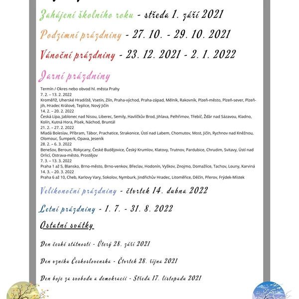 Organizace školního roku 2021/2022 1