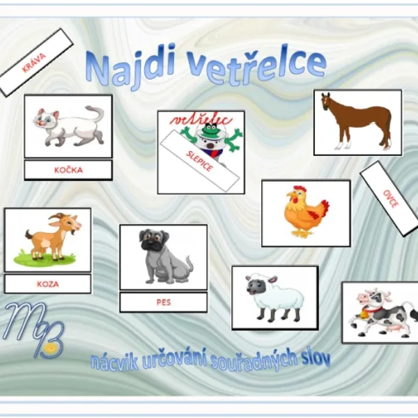 NAJDI VETŘELCE (nácvik určování souřadných slov) 1