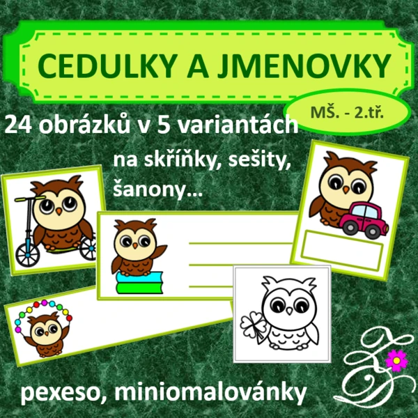 Cedulky a jmenovky - sova 1