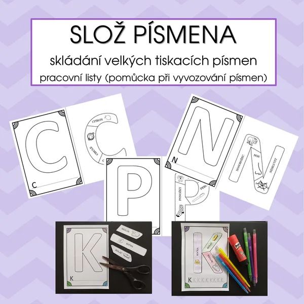 Slož písmena - pracovní listy k vyvozování písmen 1