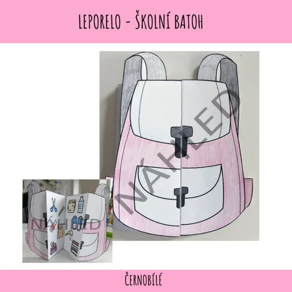 Školní batoh - leporelo šablona 1