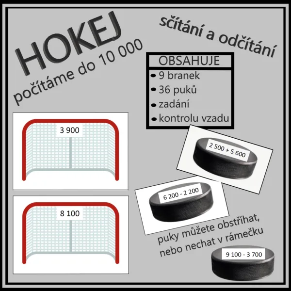 Hokej - počítáme do 10 000 - sčítání a odčítání 1