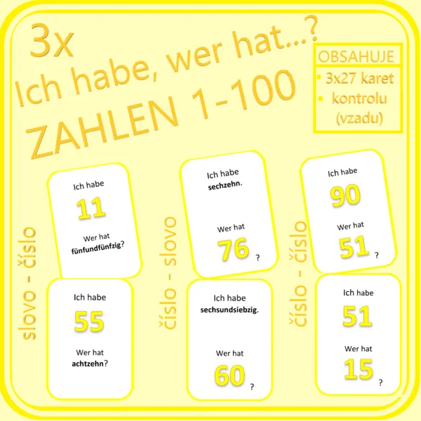 Ich habe, wer hat…? ZAHLEN 1-100 (3 varianty) 1