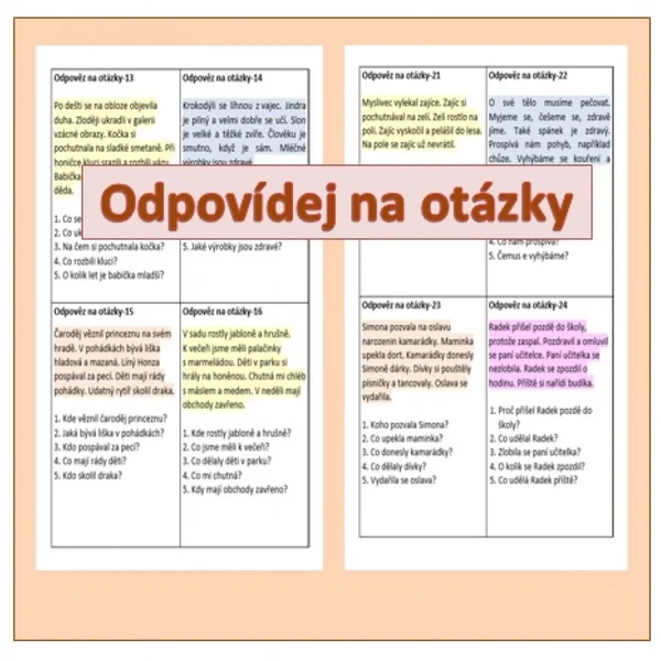 Odpovídej na otázky - čtení s porozuměním 1