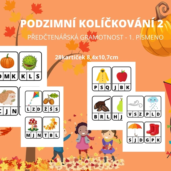 Podzimní kolíčkování 2 - předčtenářská gramotnost 1