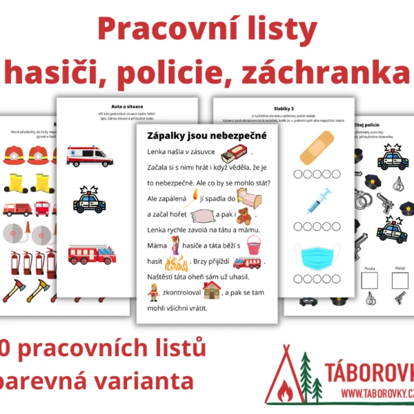 Pracovní listy - hasiči, policie a záchranáři - barevné 1