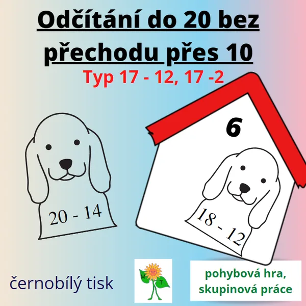 Venčení pejsků Odčítání do 20 bez přechodu přes desítku 1