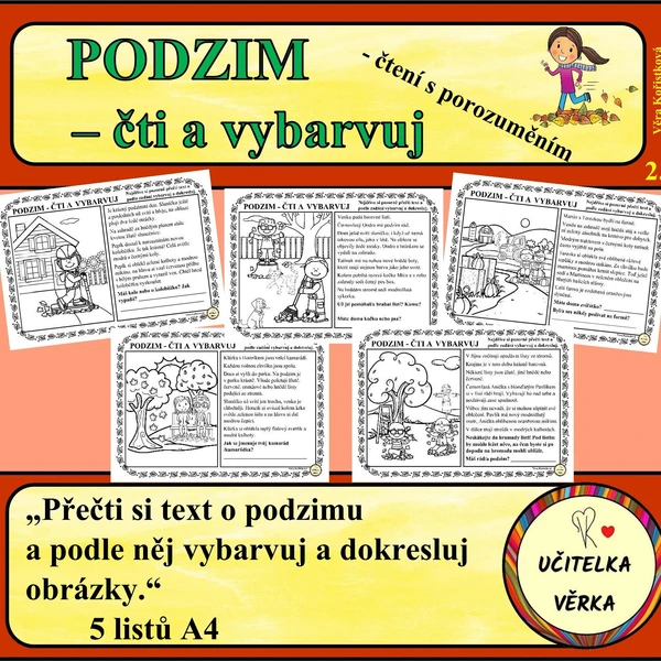 PODZIM - ČTI A VYBARVUJ - čtení s porozuměním 1