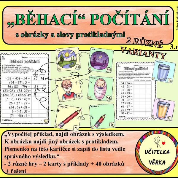 "BĚHACÍ" POČÍTÁNÍ s obrázky a slovy protikladnými 1