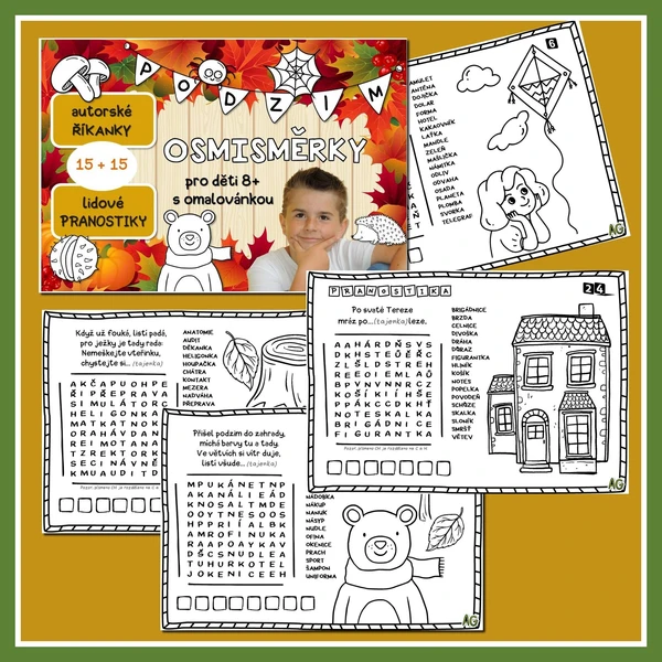 PODZIM - osmisměrky s omalovánkou 1