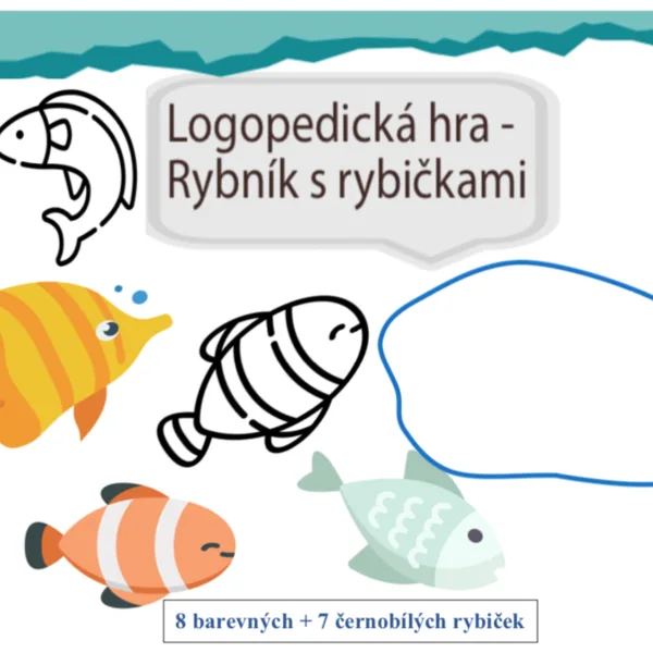 Logopedická hra - Rybník s rybičkami (barevná a černobílá verze) 1
