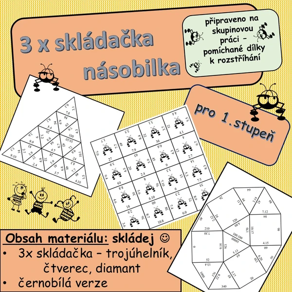 3 x skládačka - násobilka 1