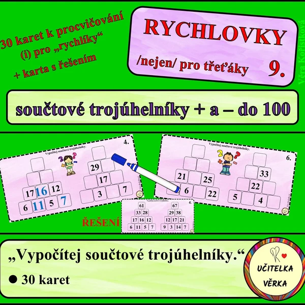 RYCHLOVKY 9. - součtové trojúhelníky - + a - do 100 1